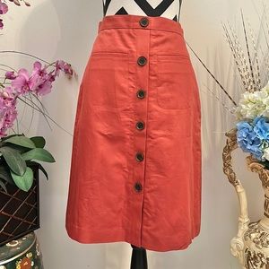 Ann Taylor Factory Faux Front Button Up Orange Skirt